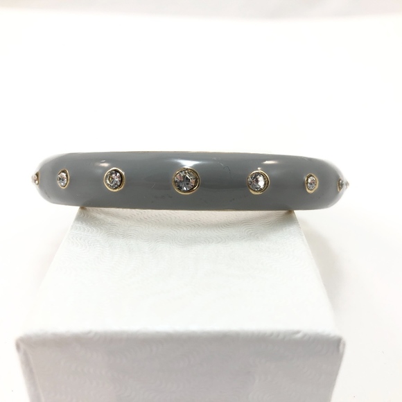 Vintage Jewelry - Vintage Rhinestone & Gray Enamel Clamper Bracelet